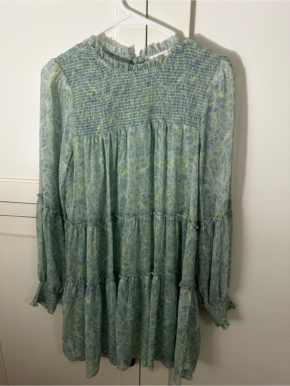 Olivaceous Mint and Pale Yellow Ruffled Sundress